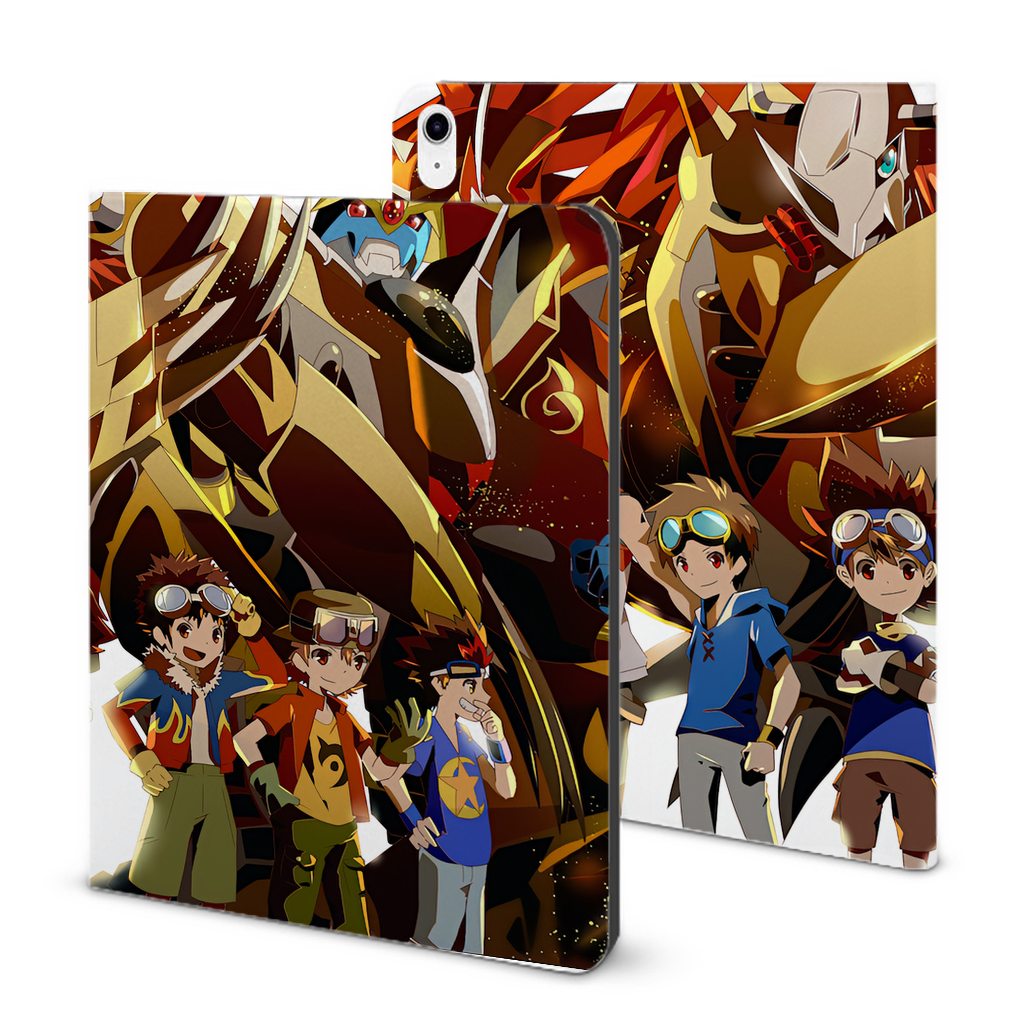 （画像用） Digimon デジタルモンスター/デジモン IPad ケース ブック型 PUレザー TPU 耐衝撃 軽量 薄型 ペン収納なし 全面保護 IPad 各モデル対応